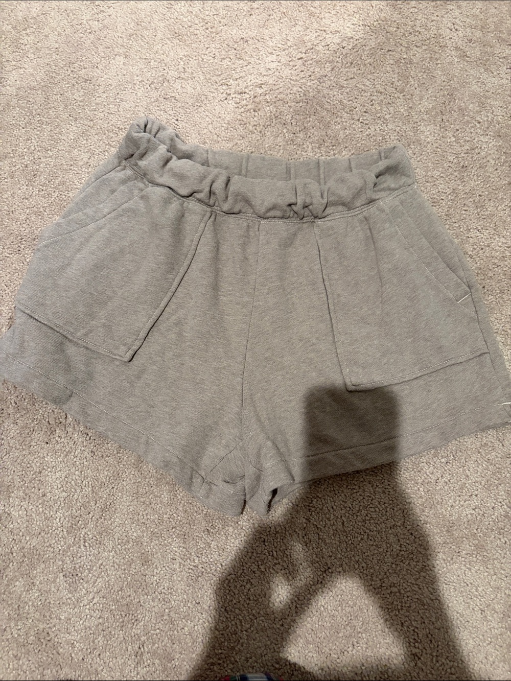 aerie Light Gray Ruffle-Waist Athletic Shorts